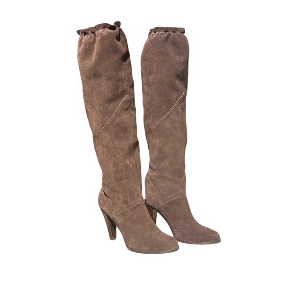 Chocolate Brown Suede Knee High Boots Vintage Michael Kors Size 8M - Picture 1 of 14